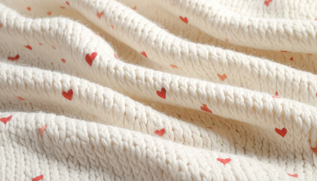 Cream fabric with red heart patterns