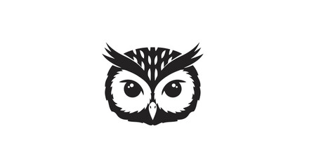 Obraz premium Black and White Owl Illustration Face.