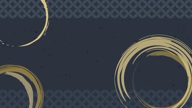 和柄（七宝）と筆書きの背景アニメーション　15秒ループ　色背景