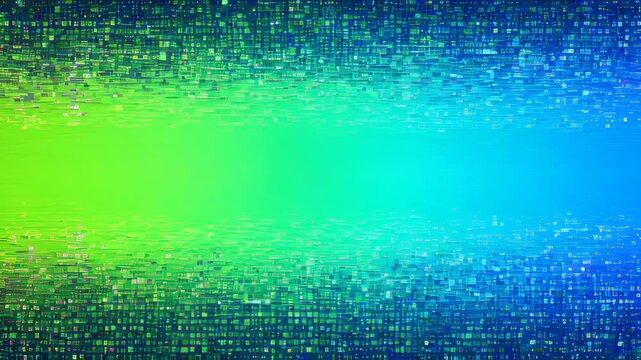 Abstract digital background with green blue gradient glow and pixel texture, digital mosaic gradient abstract background with blue green square pattern and copy space, abstract digital gradient