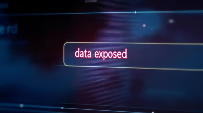 Data Exposed Close-up of a password field displaying a warning about exposed data, highlighting security risks