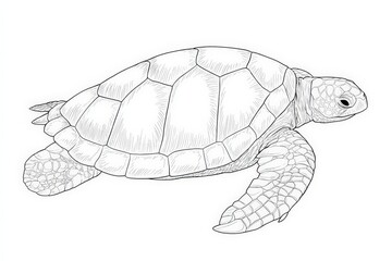 Naklejka premium Simple Turtle Outline Drawing with Thick Lines for Kids? Coloring Activities