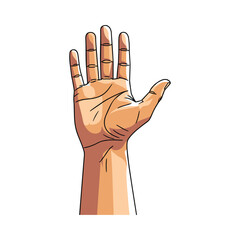 Fototapeta premium raised human hand with detailed palm lines flat design vector illustration on clear sky background