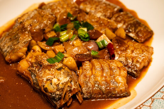 Delicious braised ribbon fish, a Chinese food