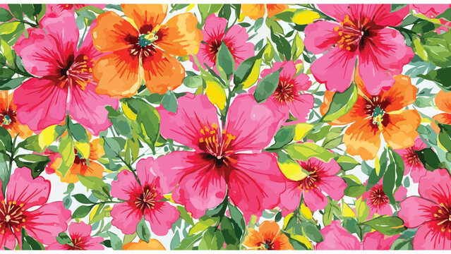 Vibrant Tropical Floral Pattern Seamless Background for Summer Designs