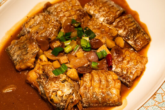Delicious braised ribbon fish, a Chinese food