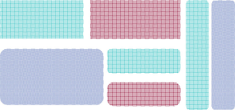 Seamless woven pattern set rounded rectangle shapes