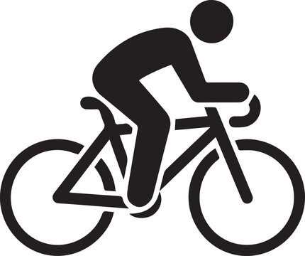 Silhouette of a person riding a bicycle in a racing position Vector
