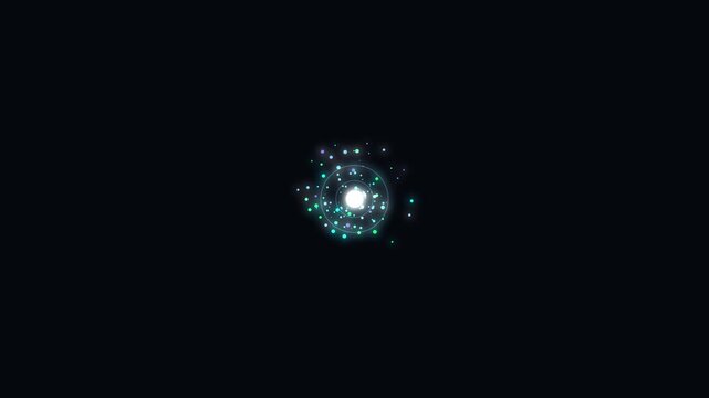 Modern abstract particles converging and swirling for an elegant technology logo reveal motion graphic