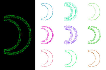 Fototapeta premium Scribble Style Crescent Moon Icons for Ramadan and Eid Mubarak Holiday Greeting Cards and Posters