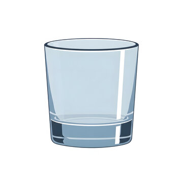 A simple, clear glass with a small amount of water at the bottom, depicted with clean lines and subtle shading.