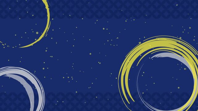 和柄（七宝）と筆書きの背景アニメーション　15秒ループ　色背景