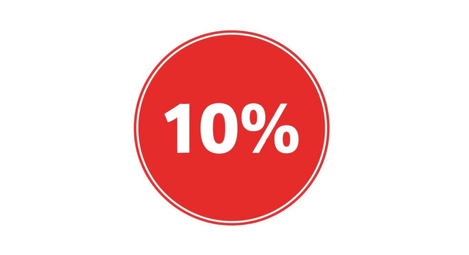 Red circular label with white text indicating ten percent discount.
