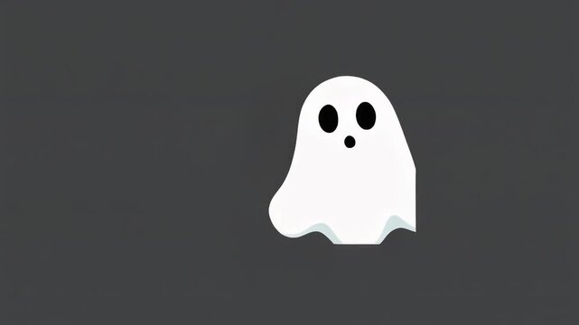Playful and friendly white ghost illustration with large black eyes and an open mouth, a cute ethereal spirit perfect for lighthearted spooky themes and graphic design elements