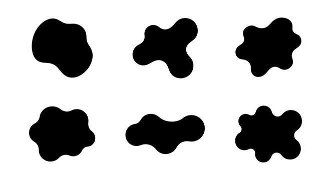 Organic Black Blob Shapes, Abstract Irregular Forms, Amorphous Fluid Elements, Modern Graphic Design Assets, Vector Art Collection
