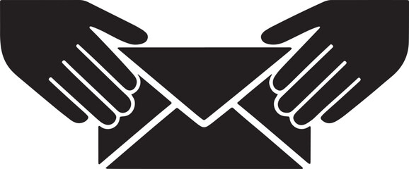 Obraz premium Hands holding an, set of 2, envelope illustrating a mail delivery message or communication