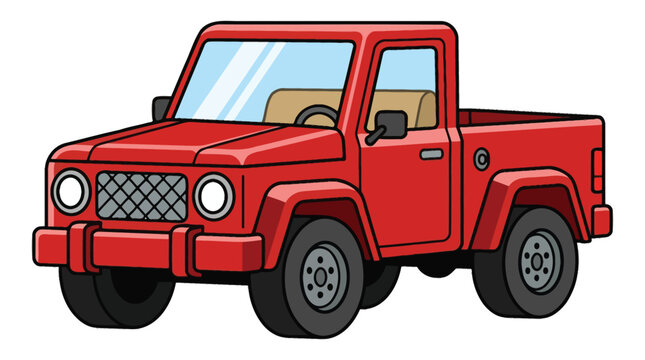 Generic Red Offroad Pickup Truck Illustration for Logistics and Transportation Designs