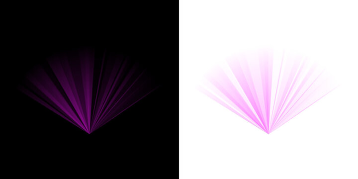 Synthwave concert stage light beam effect with magenta radial rays and alpha mask silhouette