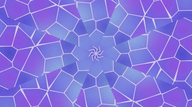 This design features geometric patterns that resemble mosaic tiles or cellular structures with luminous white lines.