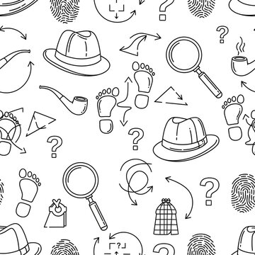 Detective Clipart Pattern - Mystery Investigation Theme