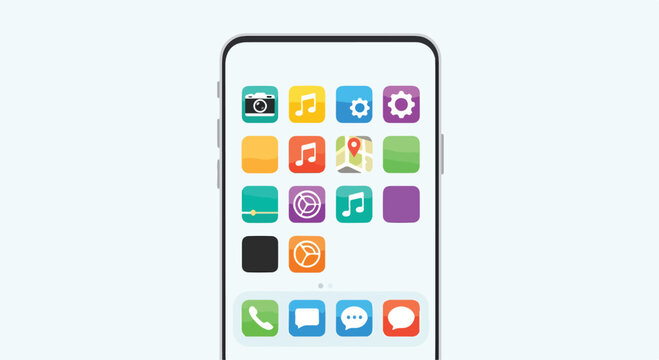 A smartphone screen displaying various colorful app icons