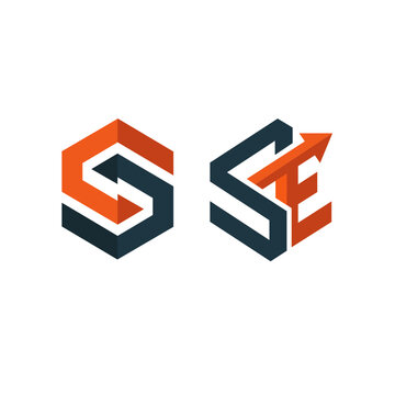 Abstract Geometric S and E Letter Logo with Arrow