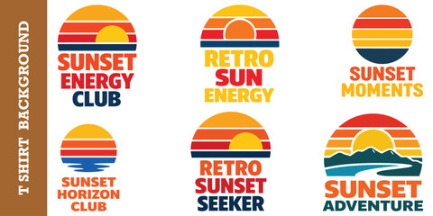 Naklejka premium Sunset wave vibes t shirt graphic design retro style vintage style.