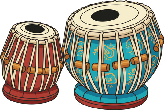 tabla classic music instrument performer hand drawn vector illustration clipart