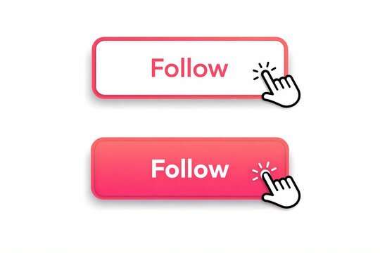 Two variations of follow button designs with interactive finger gestures