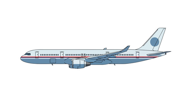Commercial Airplane Side View Illustration
