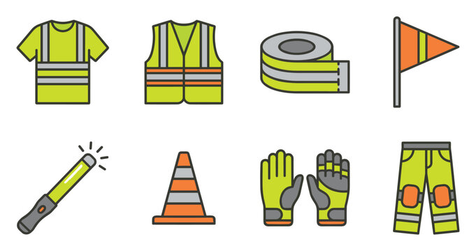 Collection of Safety Equipment for Road Work and Construction Professionals
