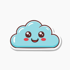 Obraz premium Cute Kawaii Cloud Character with Happy Face