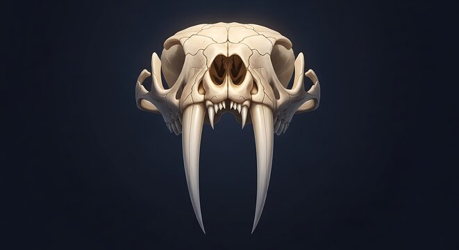 Saber toothed tiger skull fossil.