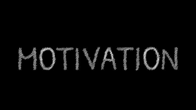 Motivation's Chalkboard Revelation: The word MOTIVATION inscribed in chalk against a stark black background, symbolizing focus and a catalyst for inner drive.