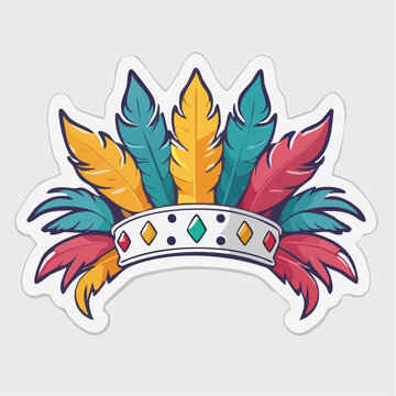 Colorful Feathered Headdress Sticker