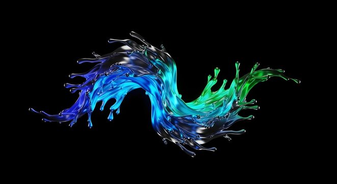 Colorful Fluid Splash Shape on Dark Background