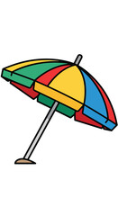 Obraz premium A colorful beach umbrella on a white background