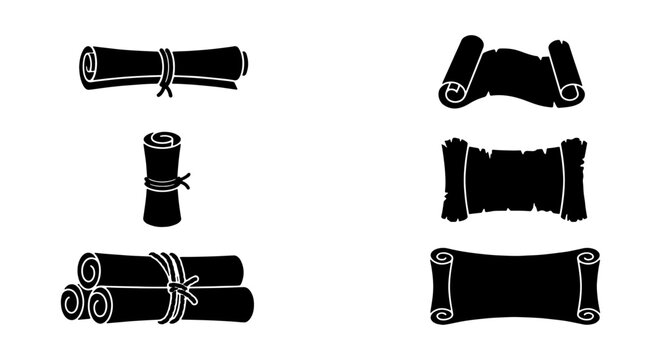 Scrolls Vector Set Minimalist Black And White Silhouette Icon Pack