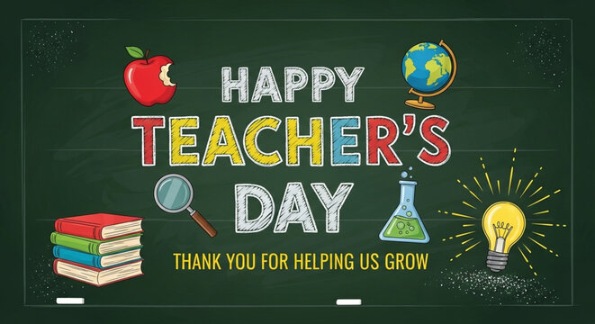 Happy teacher's day colorful celebration vector