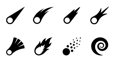 Comet and Meteor Silhouette Set - Falling Star and Asteroid Vector Icons  © Mohammad