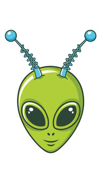 A cartoonish green alien head