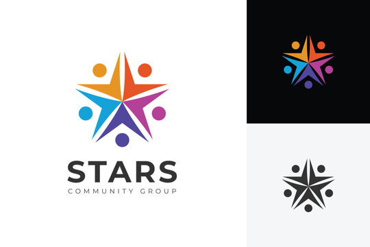 Colorful People Star Logo Diversity Concept for Community Organization Branding