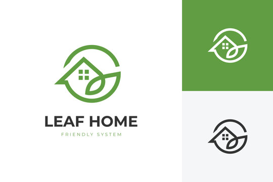 Nature Home Logo with Leaf and Circle Concept Symbol for Sustainable Real Estate and Green Housing Branding