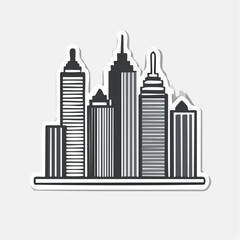Fototapeta premium Stylized City Skyline with Tall Buildings