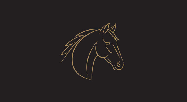 Elegant Gold Horse Head Vector Illustration for Royal Ascot