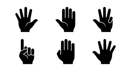 Fototapeta premium Hand Gestures Icon Set Minimalist Black And White Silhouette
