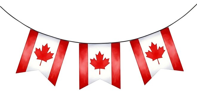 Canadian flag bunting isolated on white background for celebration