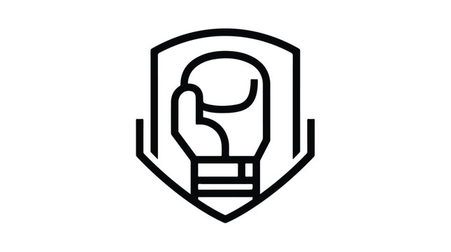 Minimalist safety emblem illustrating a baby securely strapped in a car seat inside a protective shield, line art icon