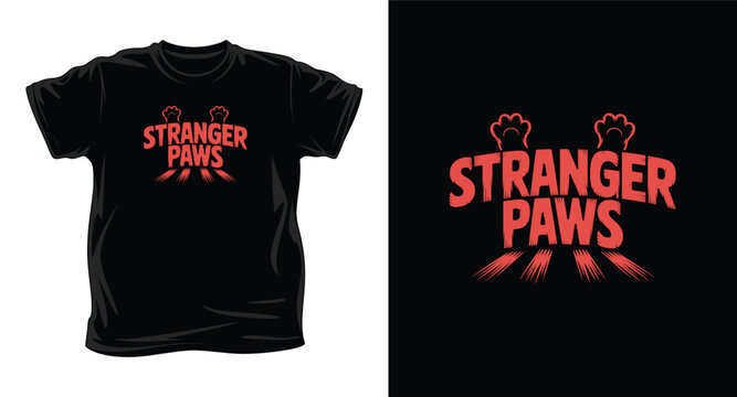 Black t-shirt with stranger paws logo