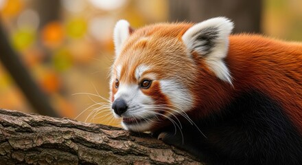 Fototapeta premium Charming red panda portrait exploring the world of ailurus fulgens and its conservation status